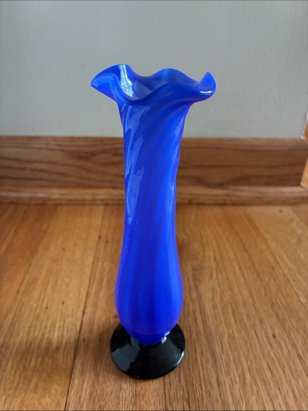 Cobalt Blue Ruffled Glass Bud Vase - Home Accents